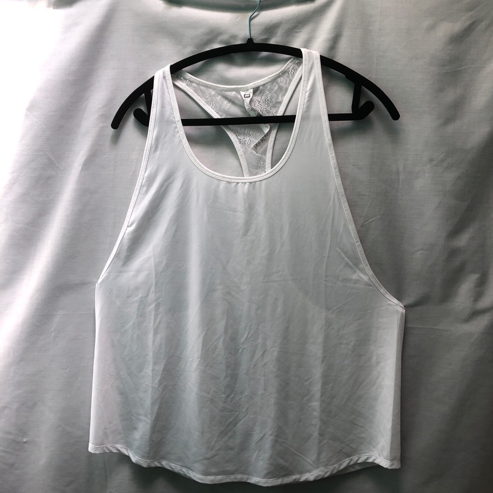 Fabletics White Tank with Lace insert